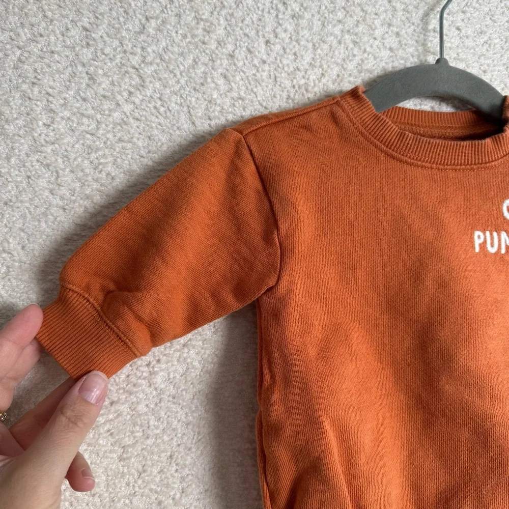 Oh Hi Pumpkin Pie Harvest Orange Long‎ Sleeve Sweatshirt Body Suit Size 3 months
